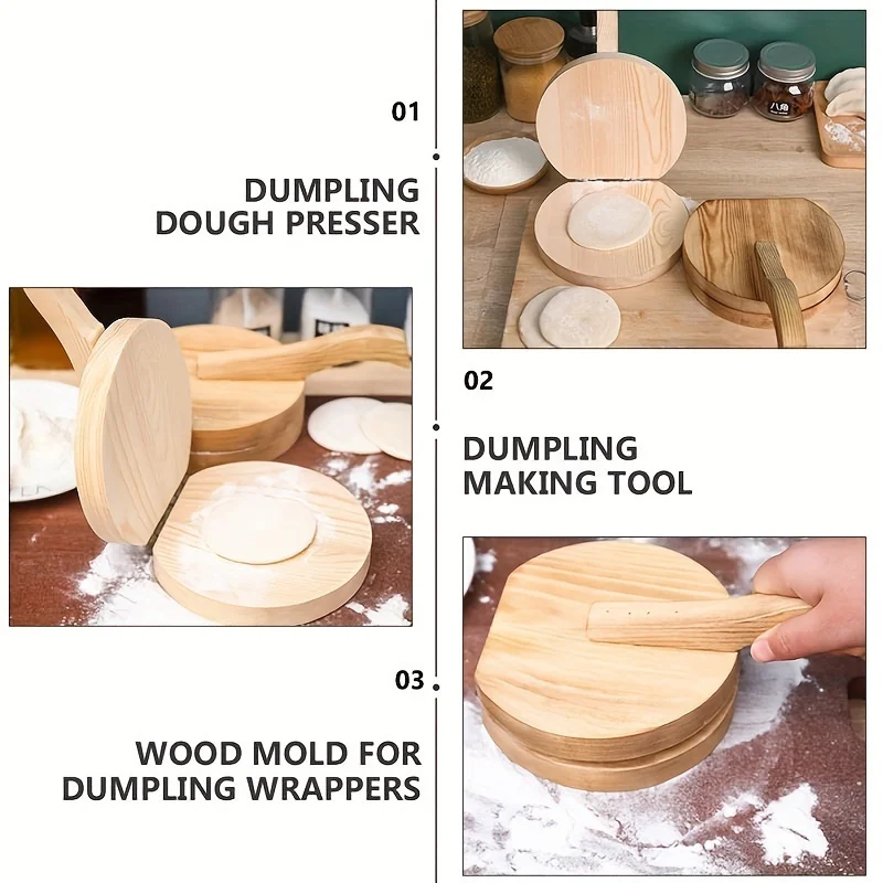 1pc wooden manual dough roller - Kitchen Gadgets Dumpling Maker recension och pris