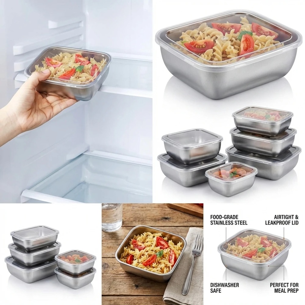 6PCS Stainless Steel Food Stor - Kitchen Gadgets Organizer recension och pris